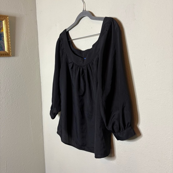 NWT Maeve (Anthropologie) Black Blouse with Gathered Sleeves XS - Picture 2 of 8